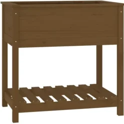 Best Odlingslåda med hylla honungsbrun 82,5x54x81 cm massiv furu Planteringsbänkar