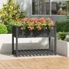Odlingslåda med hylla i massiv furu - Ergonomisk och stabil | Färg: Grå | Storlek: 111,5x54x81 cm
