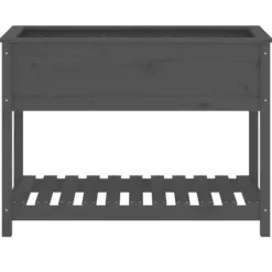 Odlingslåda med hylla i massiv furu - Ergonomisk och stabil | Färg: Grå | Storlek: 111,5x54x81 cm