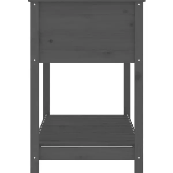 Odlingslåda med hylla i massiv furu - Ergonomisk och stabil | Färg: Grå | Storlek: 111,5x54x81 cm
