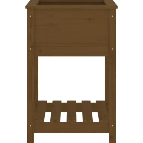 Odlingslåda med hylla i massiv furu - Elegant design | Färg: Honungsbrun | Storlek: 54x54x81 cm