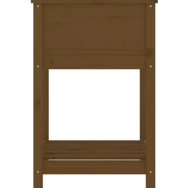 Odlingslåda med hylla i massiv furu - Elegant design | Färg: Honungsbrun | Storlek: 54x54x81 cm