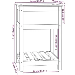 Odlingslåda med hylla i massiv furu - Elegant design | Färg: Honungsbrun | Storlek: 54x54x81 cm
