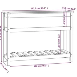 Best Odlingslåda med hylla i massiv furu - Ergonomisk och stabil | Färg: Grå | Storlek: 111,5x34,5x81 cm Planteringsbänkar