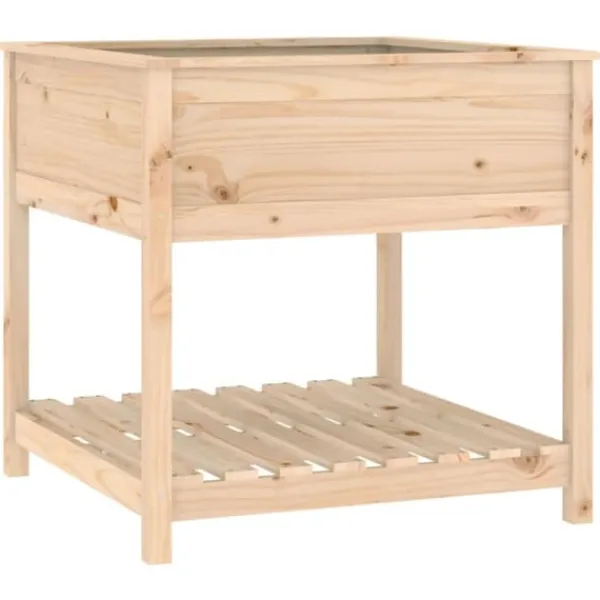 Clearance Odlingslåda med hylla 82,5x82,5x81 cm massiv furu Planteringsbänkar