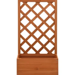 Sale Odlingslåda med spaljé orange 50x25x90 cm massivt granträ Planteringsbänkar