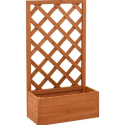 Hot Odlingslåda med spaljé orange 50x25x90 cm massivt granträ Planteringsbänkar