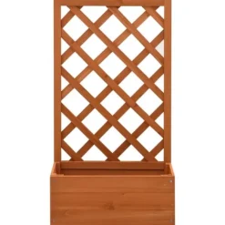 Hot Odlingslåda med spaljé orange 50x25x90 cm massivt granträ Planteringsbänkar