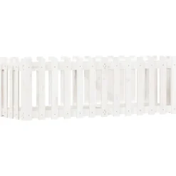 vidaXL Odlingslåda med staket-design vit 150x50x50 cm massiv furu