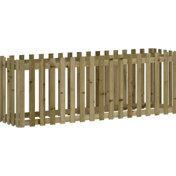 Best Odlingslåda med staket-design 200x50x70 cm impregnerad furu Planteringsbänkar