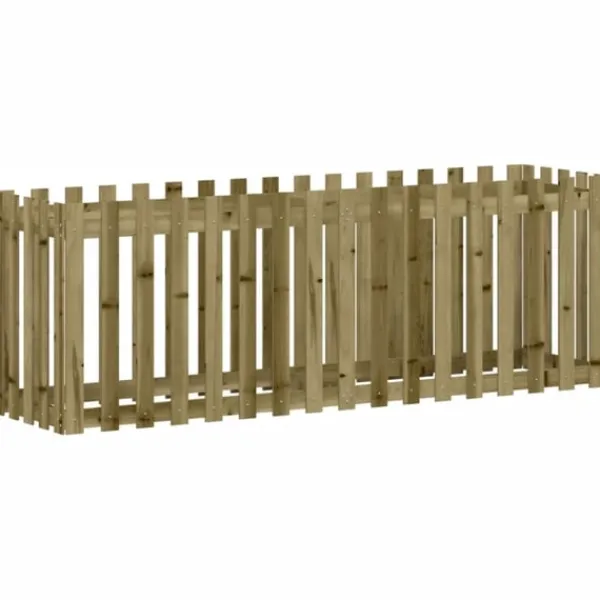 Best Odlingslåda med staket-design 200x50x70 cm impregnerad furu Planteringsbänkar