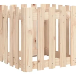 Odlingslåda med staket-design i massiv furu | Storlek: 50x50x50 cm