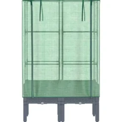 Best Odlingslåda med växthusöverdrag rottinglook 80x40x140 cm Växthus