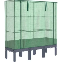 Odlingslåda med växthusöverdrag rottinglook 120x40x140 cm Växthus