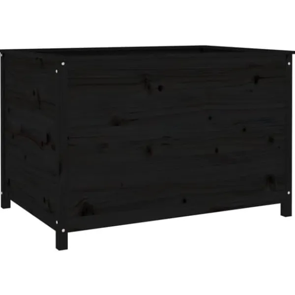 vidaXL Odlingslåda på ben 119,5x82,5x78 cm svart massiv furu