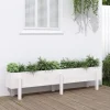 Outlet Odlingslåda på ben 160x30x38 cm vit massiv furu Planteringsbänkar
