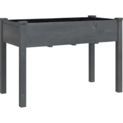 vidaXL Odlingslåda på hjul med foder grå 118x59x80 cm massivt granträ