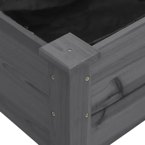 vidaXL Odlingslåda på hjul med foder grå 118x59x80 cm massivt granträ