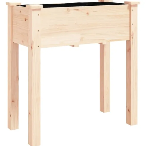 Online Odlingslåda på hjul med foder 71x37x80 cm massivt granträ Planteringsbänkar