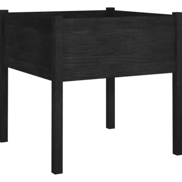 vidaXL Odlingslåda svart 70x70x70 cm massiv furu