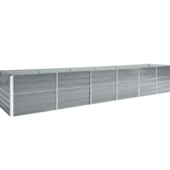 vidaXL Odlingslåda upphöjd galvaniserat stål 480x80x77 cm grå