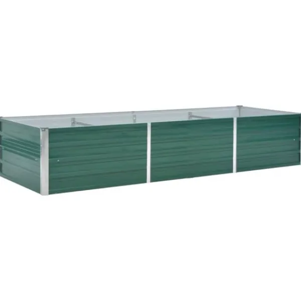 vidaXL Odlingslåda upphöjd galvaniserat stål 240x80x45 cm grön