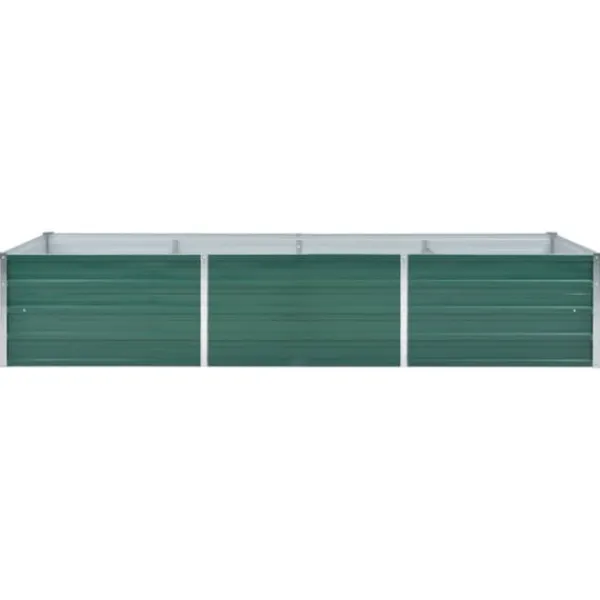 vidaXL Odlingslåda upphöjd galvaniserat stål 240x80x45 cm grön