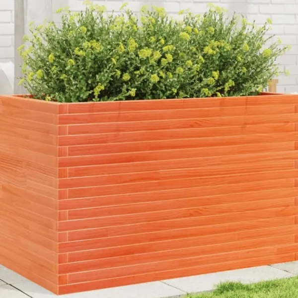 Discount Odlingslåda vaxbrun 110x60x68,5 cm massiv furu Planteringsbänkar