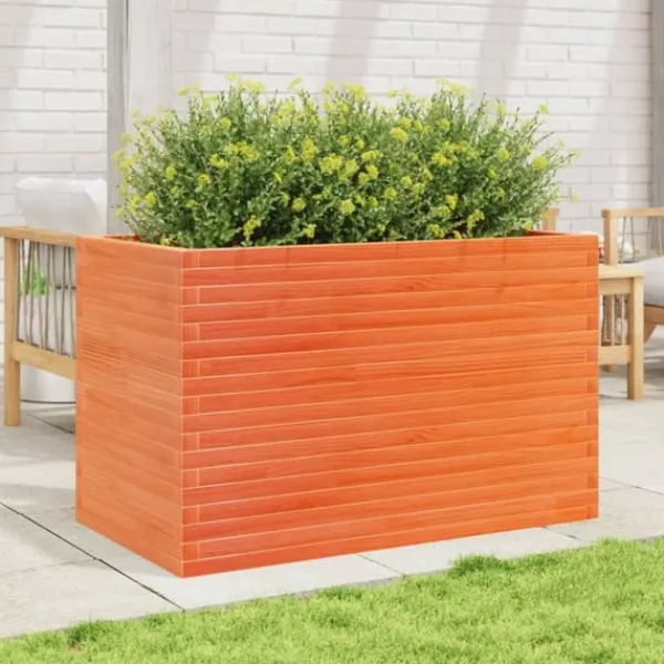 Discount Odlingslåda vaxbrun 110x60x68,5 cm massiv furu Planteringsbänkar
