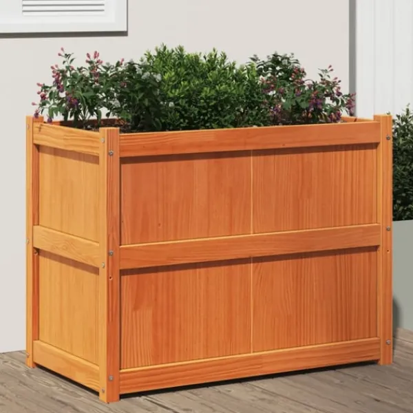 vidaXL Odlingslåda vaxbrun 90x50x70 cm massiv furu