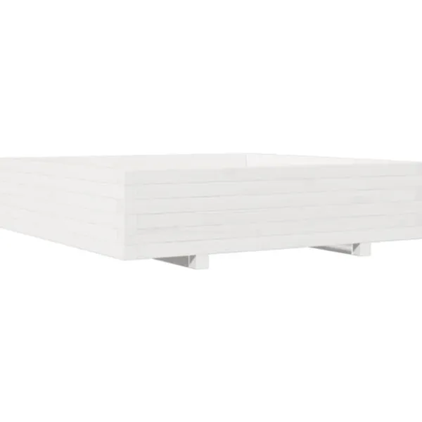 vidaXL Odlingslåda vit 100x100x26,5 cm massiv furu