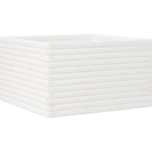 vidaXL Odlingslåda vit 80x80x45,5 cm massiv furu