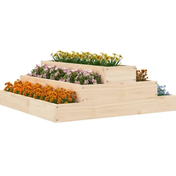 vidaXL Odlingslåda 80x80x27 cm massiv furu
