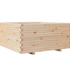 Best Odlingslåda 100x100x49,5 cm massivt furuträ Planteringsbänkar