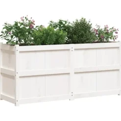 Outlet Odlingslåda 150x50x70 cm vit massiv furu Planteringsbänkar