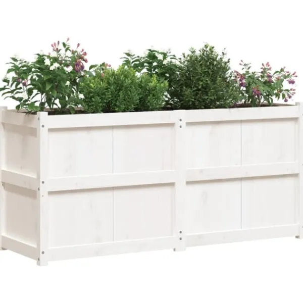 Outlet Odlingslåda 150x50x70 cm vit massiv furu Planteringsbänkar