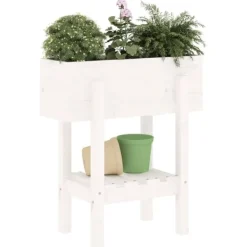 Best Odlingslåda 62x30x69 cm vit massiv furu Planteringsbänkar