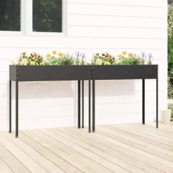 Outlet Odlingslådor 2 st - Galvaniserat stål, höga ben | Färg: Antracit | Storlek: 120x50x80 cm Planteringsbänkar