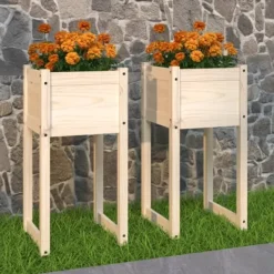 Discount Odlingslådor 2 st i massiv furu | Storlek: 40x40x81 cm Planteringsbänkar