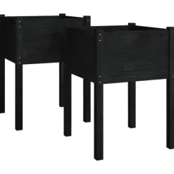 vidaXL Odlingslådor 2 st svart 50x50x70 cm massiv furu