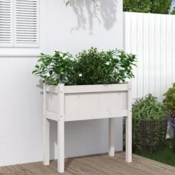 Sale Odlingslådor med ben vit 70x31x70 cm massiv furu Planteringsbänkar