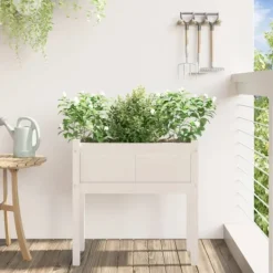 Sale Odlingslådor med ben vit 70x31x70 cm massiv furu Planteringsbänkar