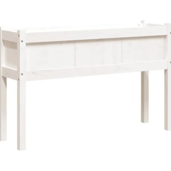 vidaXL Odlingslådor med ben vit 110x31x70 cm massiv furu