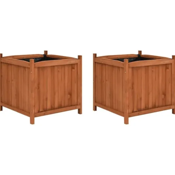 vidaXL Odlingslådor upphöjda 2 st 50x50x50 cm granträ
