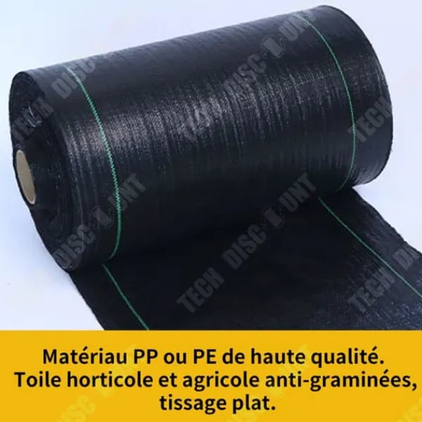 Best Ogräsbekämpningsmatta - TECH DISCOUNT - 1.2x50M - Svart polypropen - Miljövänlig - Hållbar Markduk & Fiberduk