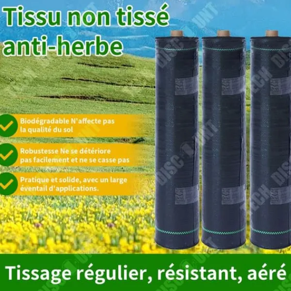 Best Ogräsbekämpningsmatta - TECH DISCOUNT - 1.2x50M - Svart polypropen - Miljövänlig - Hållbar Markduk & Fiberduk