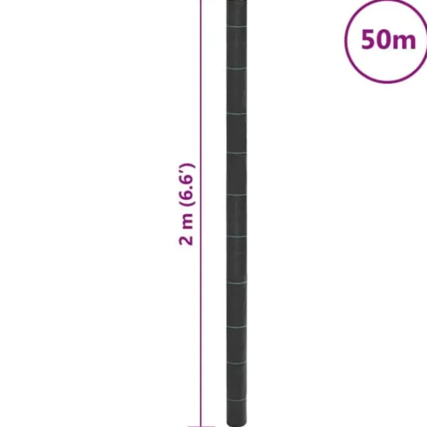Ogräsmatta i svart polypropen - Ogräsdämpande membran | Storlek: 2x50 m