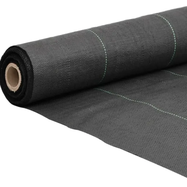 vidaXL Ogräsmatta svart 1,5x10 m PP