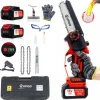 Discount OUTIGO 6 tums sladdlös elektrisk motorsåg med 2 batterier (2*3000mAh), 3 kedjor + 1 kedjesvärd Trädgårdsmaskiner