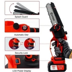 Discount OUTIGO 6 tums sladdlös elektrisk motorsåg med 2 batterier (2*3000mAh), 3 kedjor + 1 kedjesvärd Trädgårdsmaskiner